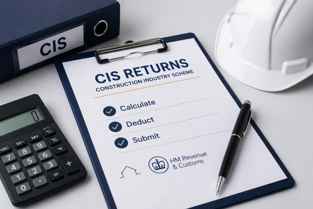 UK accountant reviewing CIS300 monthly return